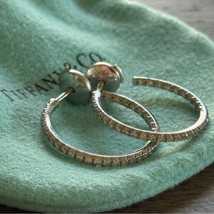 🩵 Authentic Tiffany & Co. 18k white gold Metro Hoop 0.5 CTW Diamond Earrings
